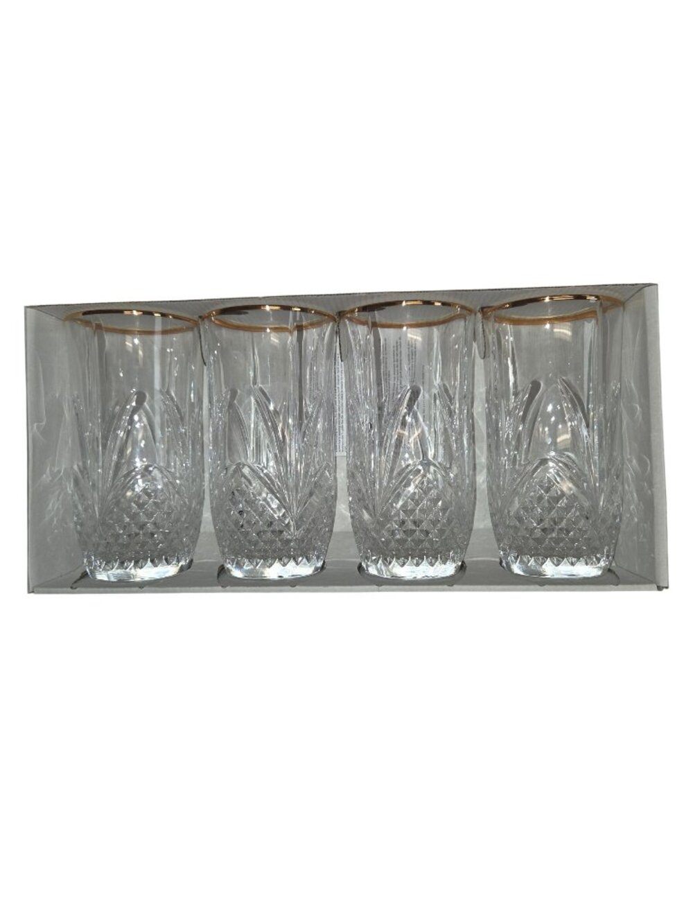 Salzburg Gold Crystal Highball Glass Set Of 4 By Cristal De Flandre 12 Oz Lead C